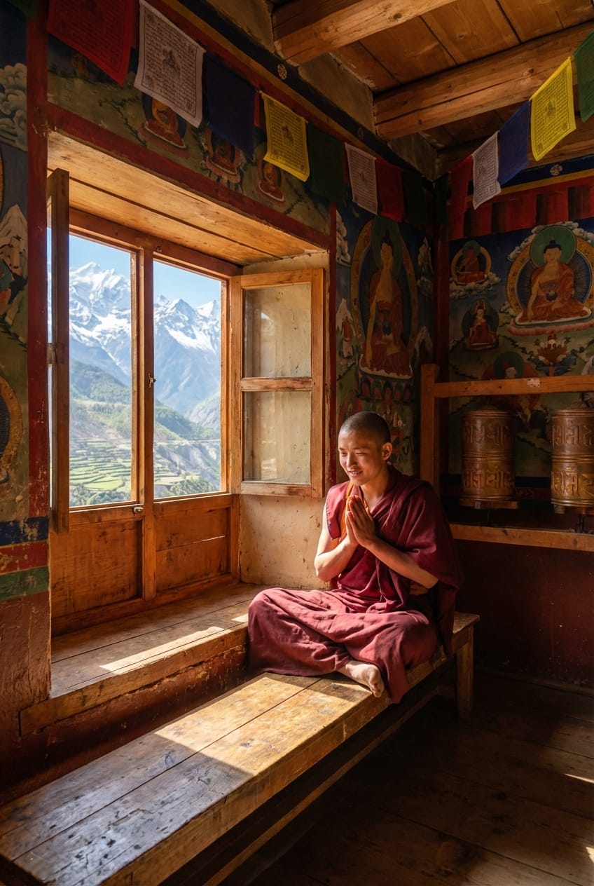 Monaco in un monastero nella regione del Khumbu, Nepal